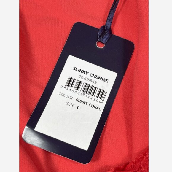 Fox & Royal Lace Chemise Size 18 Burnt Coral Slinky Nightgown NWT - Picture 10 of 13
